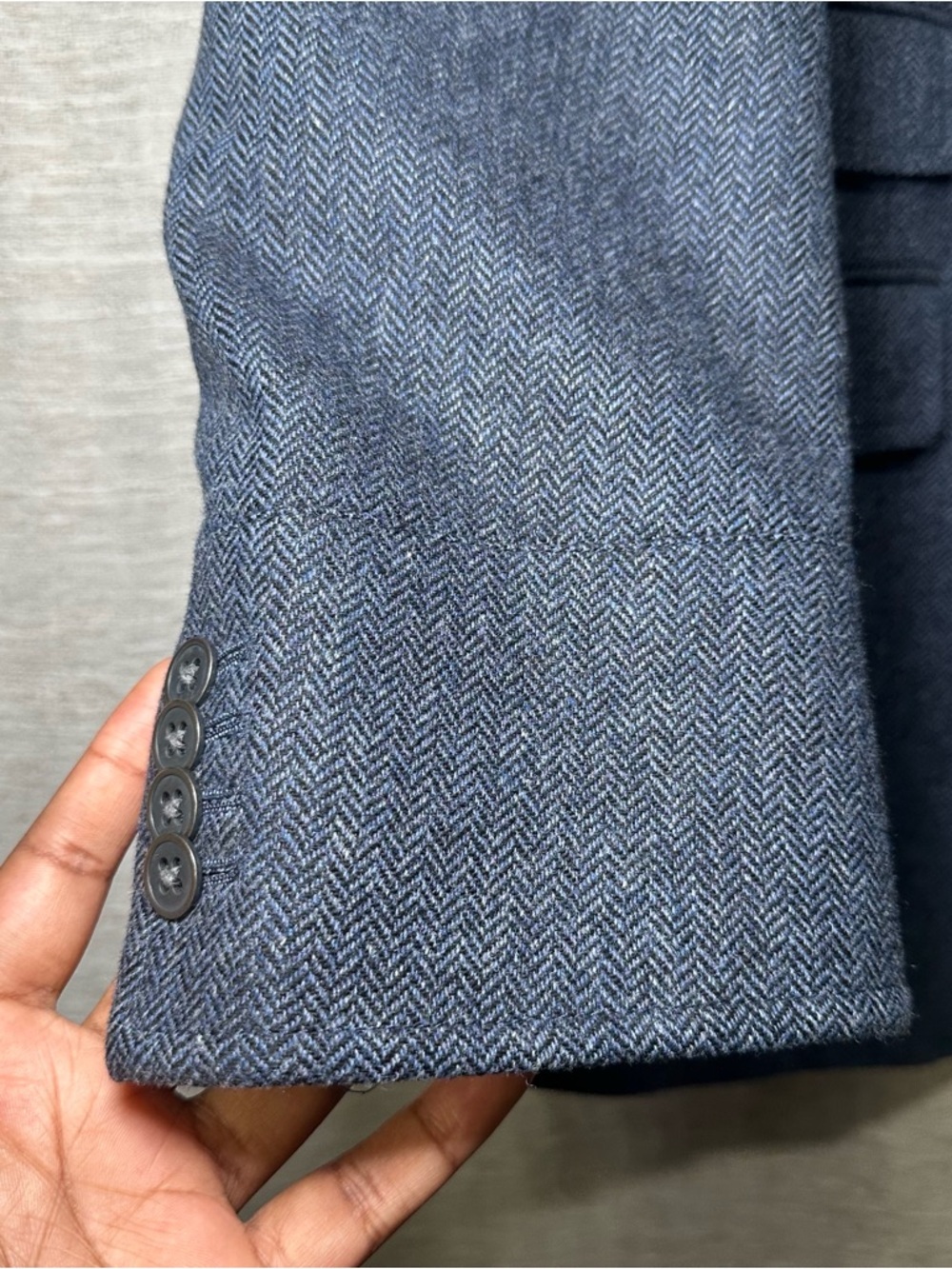 Quintessential Rizzo Blue Herringbone Wool Cashmere Sport Coat Blazer Men’s 48L - Picture 6 of 13